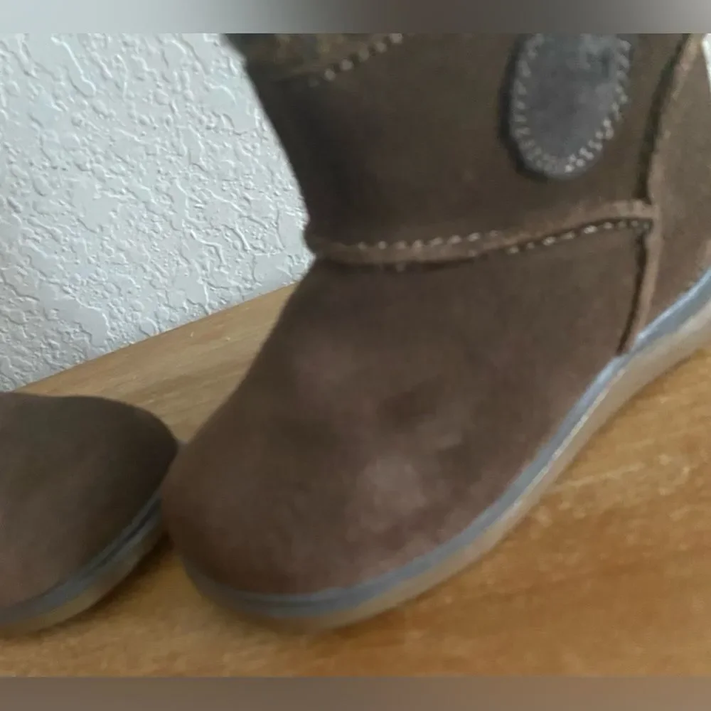 CLARKS NEW FIRST SHOES BABY GIRL MUSHROOM SUEDE ZIP-UP BOOTS US 5.5 Fall Winter